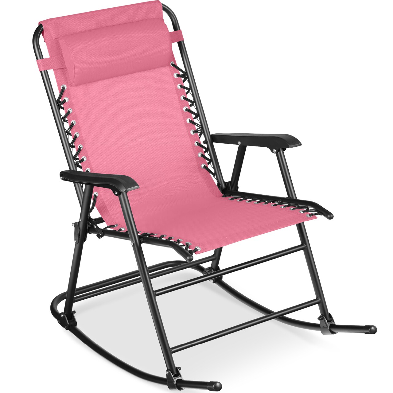 Best Choice Products Folding Outdoor Zero Gravity Rocking Lounge Chair w/ Headrest Pillow